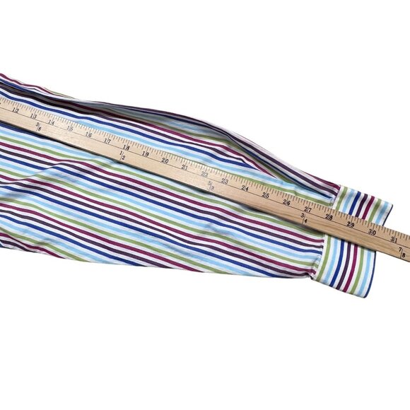Alan Flusser Mens XL Striped Button Down Shirt Multicolor Cotton Long Sleeve - Picture 9 of 11